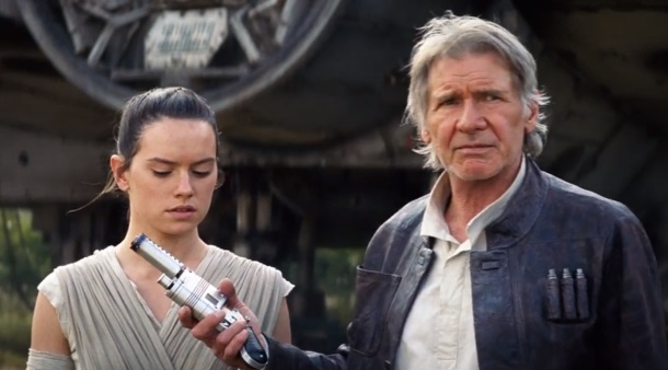 Rey (Daisy Ridley) e Han Solo (Harrison Ford)