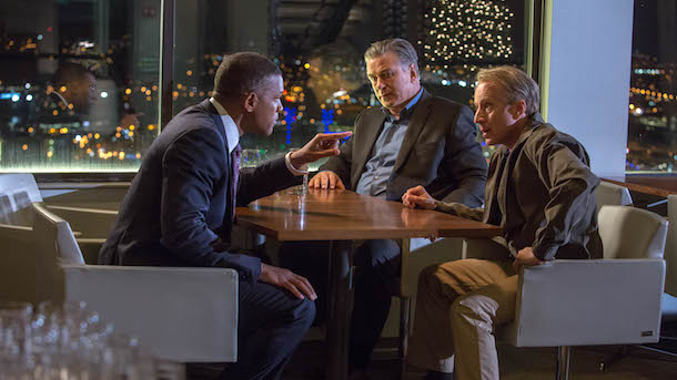 Will Smith, Alec Baldwin e Arliss Howard numa das conversas mais tensas do filme