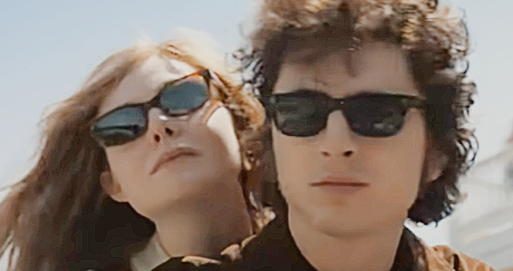 Elle Fanning com Timothée Chalamet na biografia de Bob Dylan - A Complete Unknown
