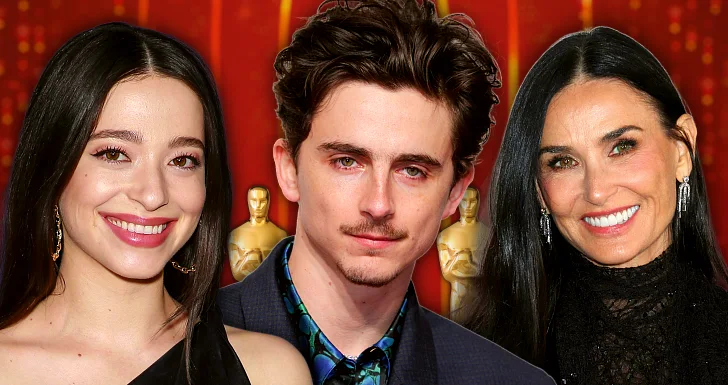 Óscar com Demi Moore Timothée Chalamet Mikey Madison