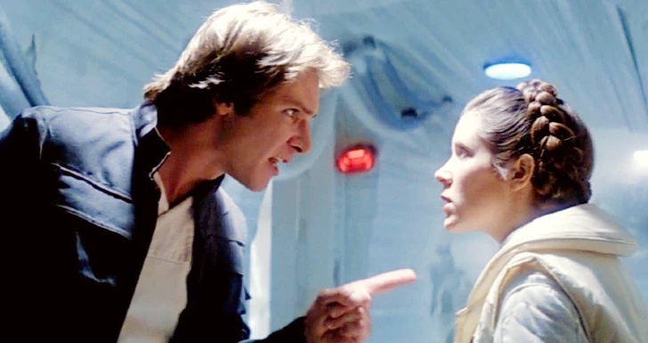 Harrison Ford e Carrie Fisher em Star Wars Episódio 5