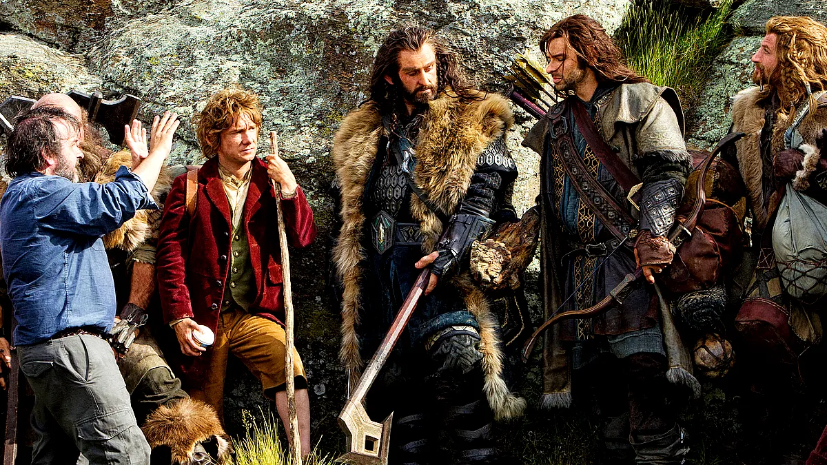 Peter Jackson, Richard Armitage, Martin Freeman, Mark Hadlow, William Kircher, Graham McTavish, James Nesbitt, Dean O'Gorman, Stephen Hunter, Taniel, and Aidan Turner in O Hobbit: Uma Viagem Inesperada (2012)