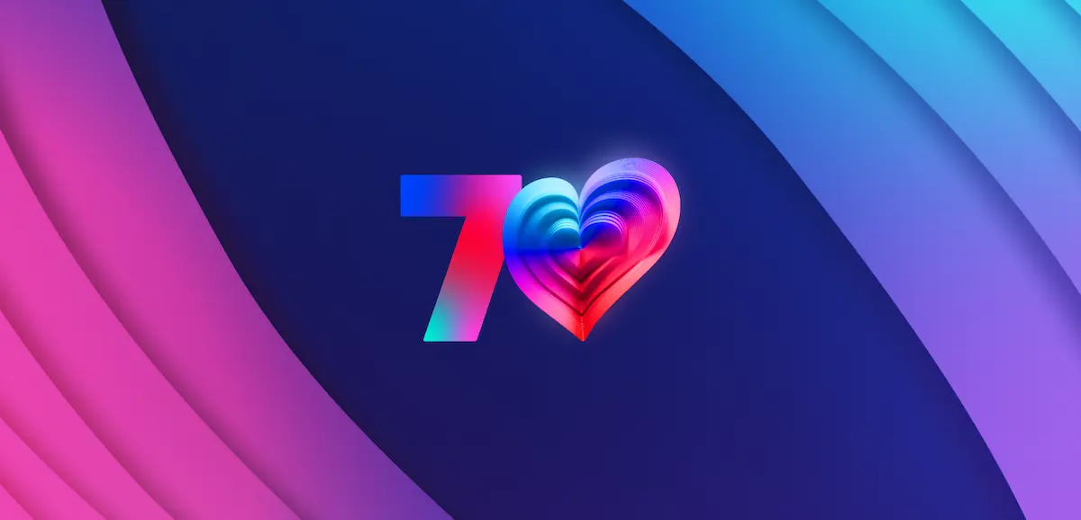 Logo da Eurovisão 2026 a celebrar 70 anos