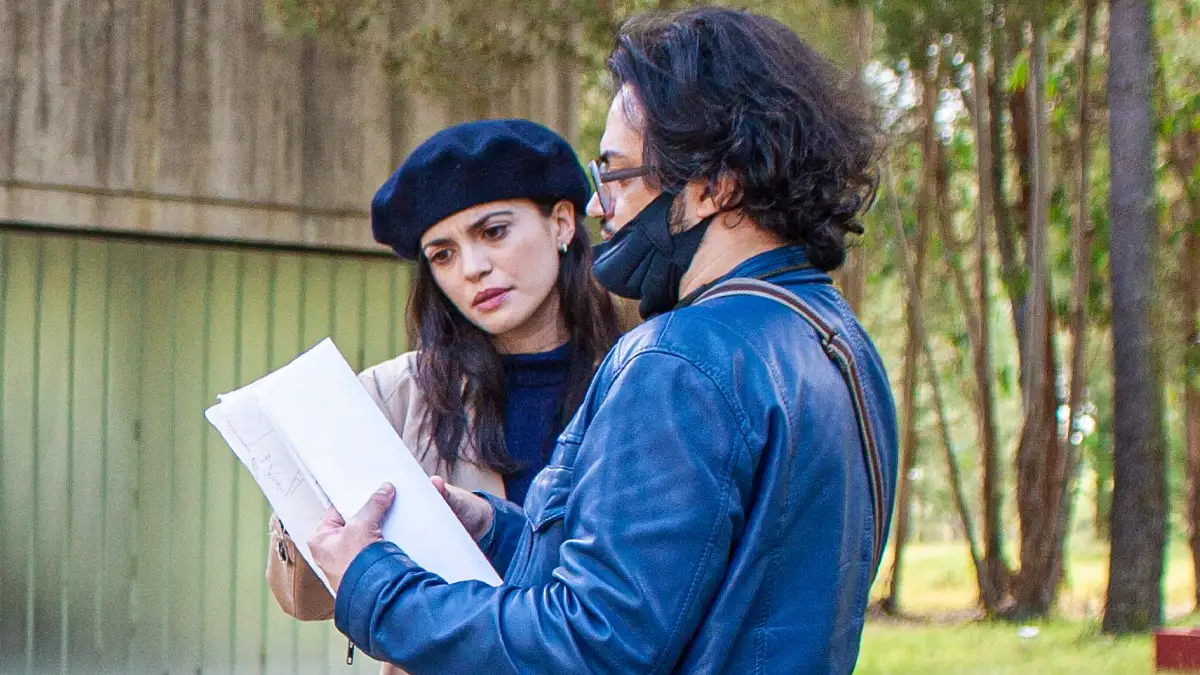 Joana Ribeiro e Carlos Conceição nos bastidores de "Bodyhackers"