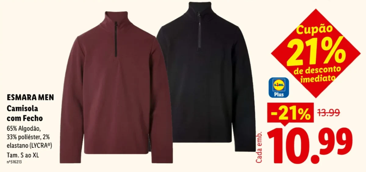 lidl camisola fecho
